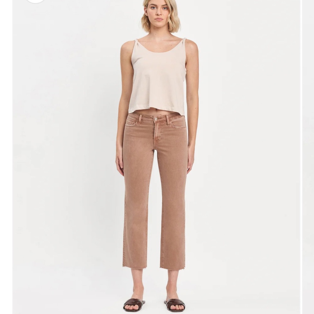 Women's Cropped Straight Jeans in Light Brown